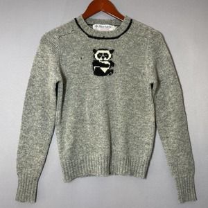 Robert Scott Ltd Sweater Size 34 Pure Shetland Wool Grey Bear Vintage Rare